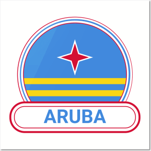 Aruba Country Badge - Aruba Flag Posters and Art